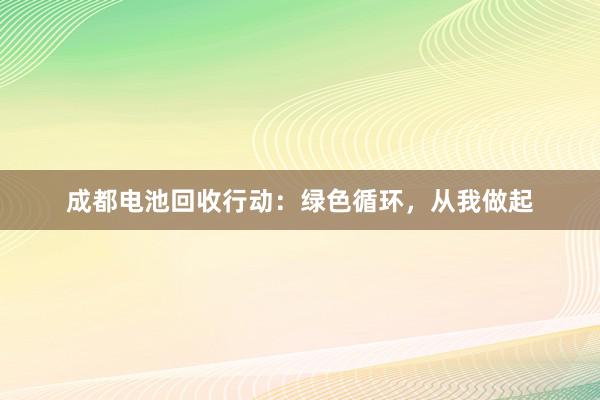 成都电池回收行动：绿色循环，从我做起